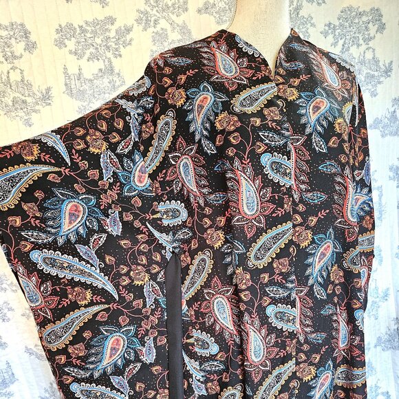 Caftan Blue Black Floral Paisley S to Plus New - Picture 8 of 10
